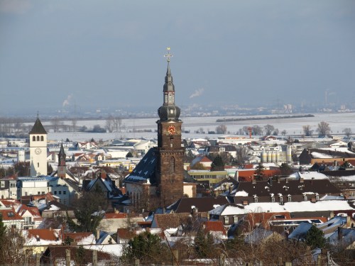 Blick auf Grünstadt im Märzschnee 2013/Vue sur Grünstadt couvert par les neiges de mars 2013, © C. Neff 13.3.2013