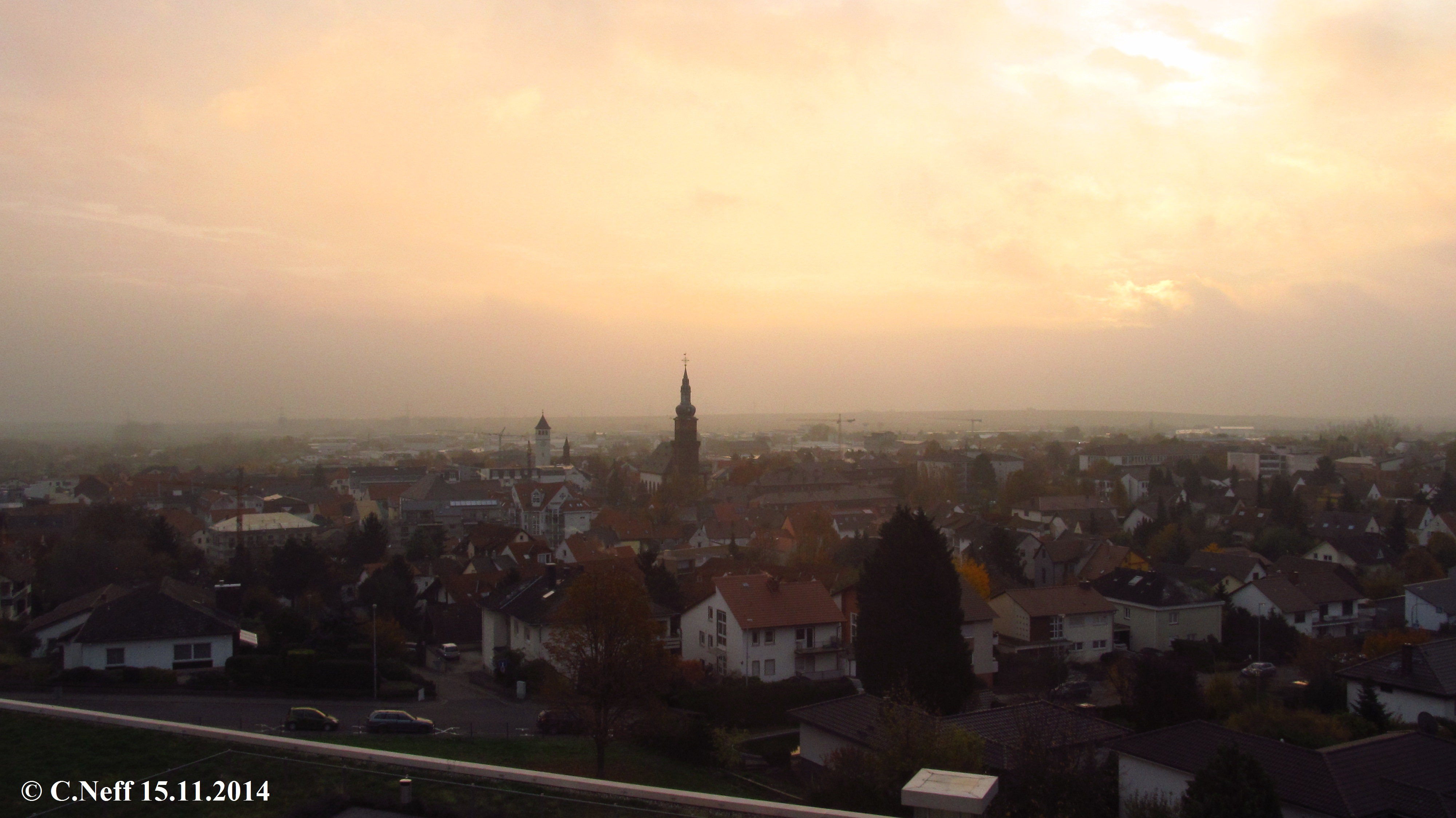 Grünstadt im Novembermorgennebellicht 15.11.2014