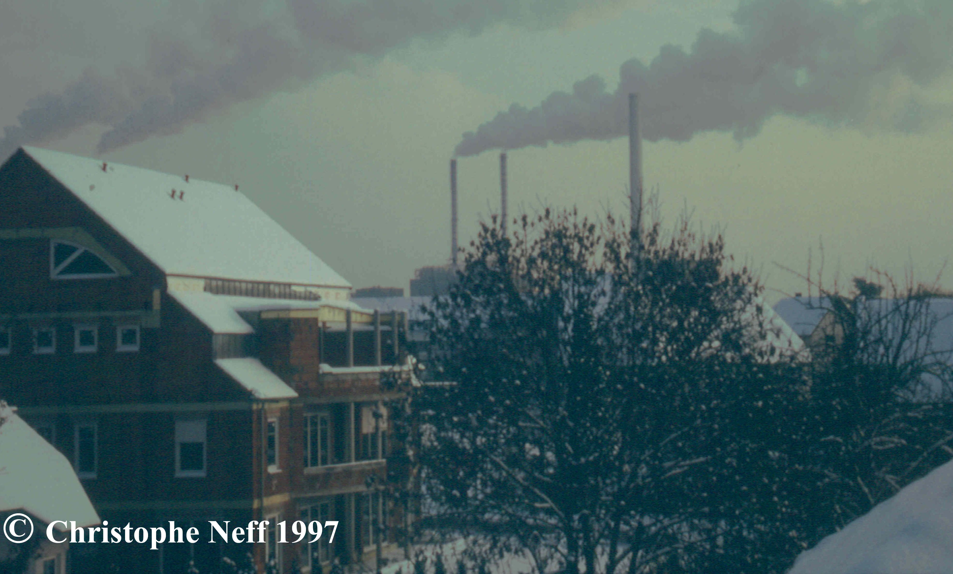 Winterlicher Blick auf Neckarau Jan 1997